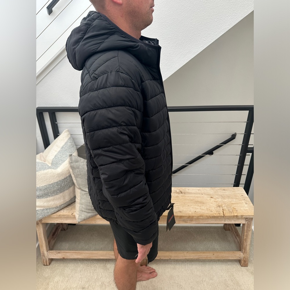 Hawke & Co Men Quilted Hooded Puffer Jacket Navy Blue Lightweight Snow Winter - Picture 4 of 11